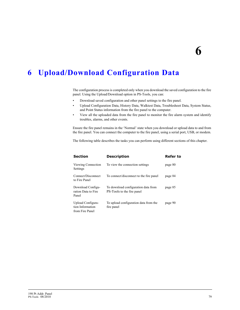 6 upload/download configuration data, Upload/download configuration data | Fire-Lite PS-Tools MS-9200UDLS User Manual | Page 85 / 112