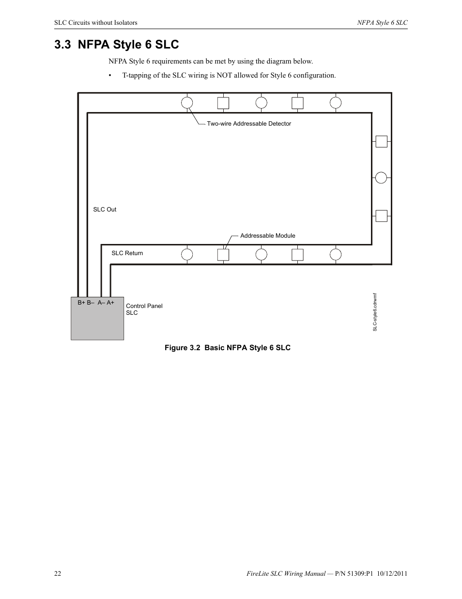 3 nfpa style 6 slc, Nfpa style 6 slc | Fire-Lite SLC Intelligent Control Panel Wiring Manual User Manual | Page 22 / 80