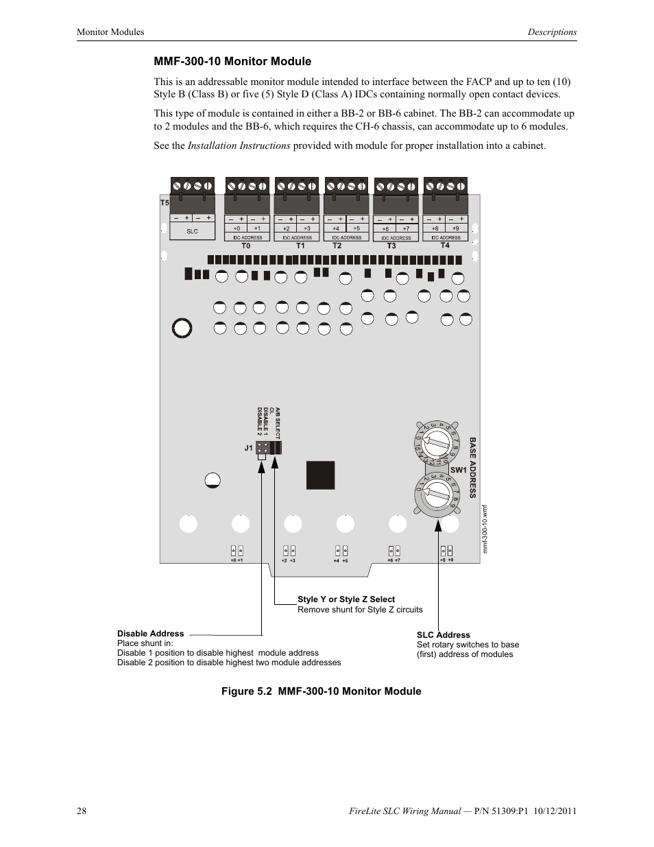 Mmf-300-10 monitor module | Fire-Lite SLC Intelligent Control Panel Wiring Manual User Manual | Page 28 / 80