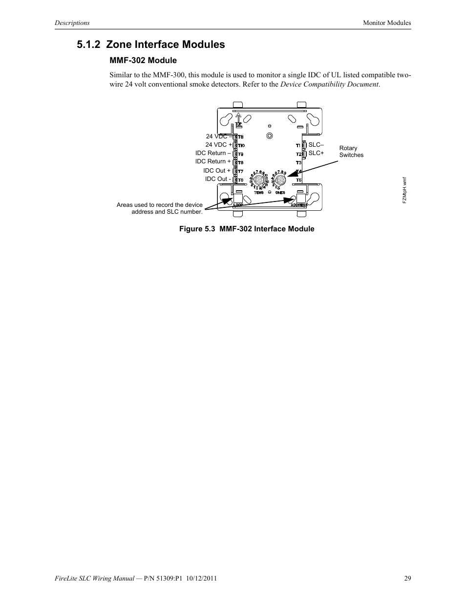 2 zone interface modules, Mmf-302 module, Zone interface modules | Fire-Lite SLC Intelligent Control Panel Wiring Manual User Manual | Page 29 / 80