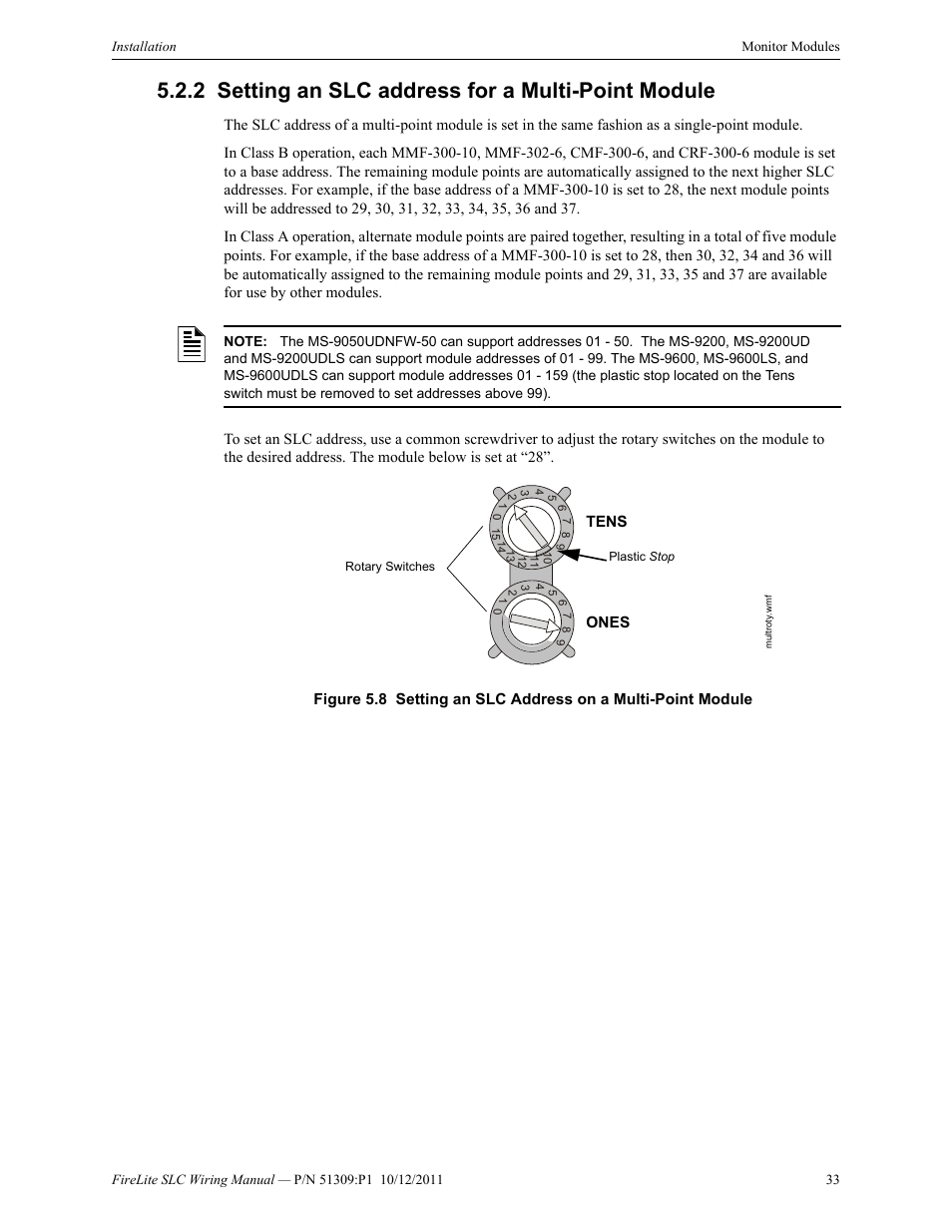 2 setting an slc address for a multi-point module, Setting an slc address for a multi-point module | Fire-Lite SLC Intelligent Control Panel Wiring Manual User Manual | Page 33 / 80