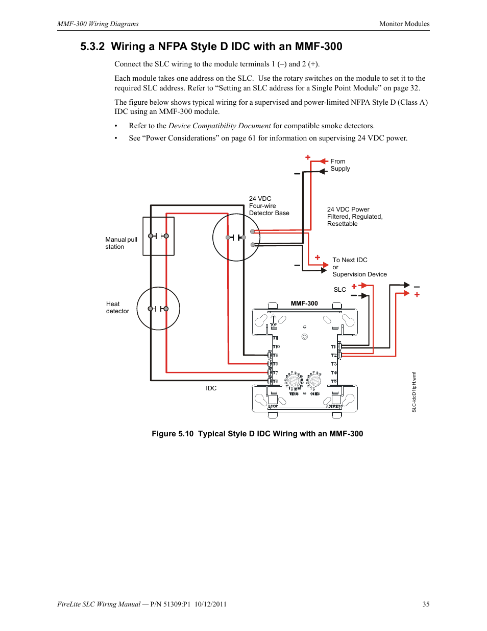 2 wiring a nfpa style d idc with an mmf-300, Wiring a nfpa style d idc with an mmf-300 | Fire-Lite SLC Intelligent Control Panel Wiring Manual User Manual | Page 35 / 80