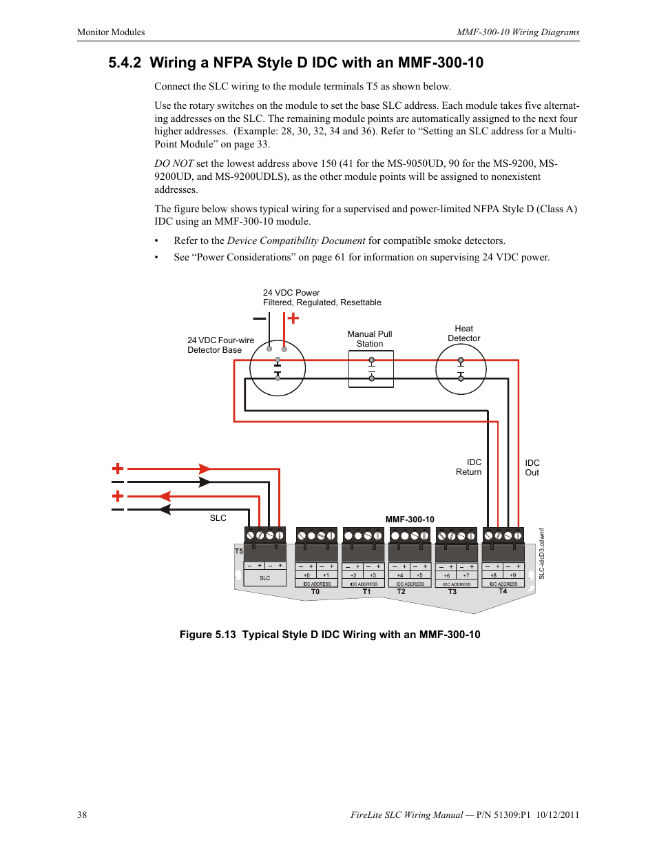 2 wiring a nfpa style d idc with an mmf-300-10, Wiring a nfpa style d idc with an mmf-300-10 | Fire-Lite SLC Intelligent Control Panel Wiring Manual User Manual | Page 38 / 80
