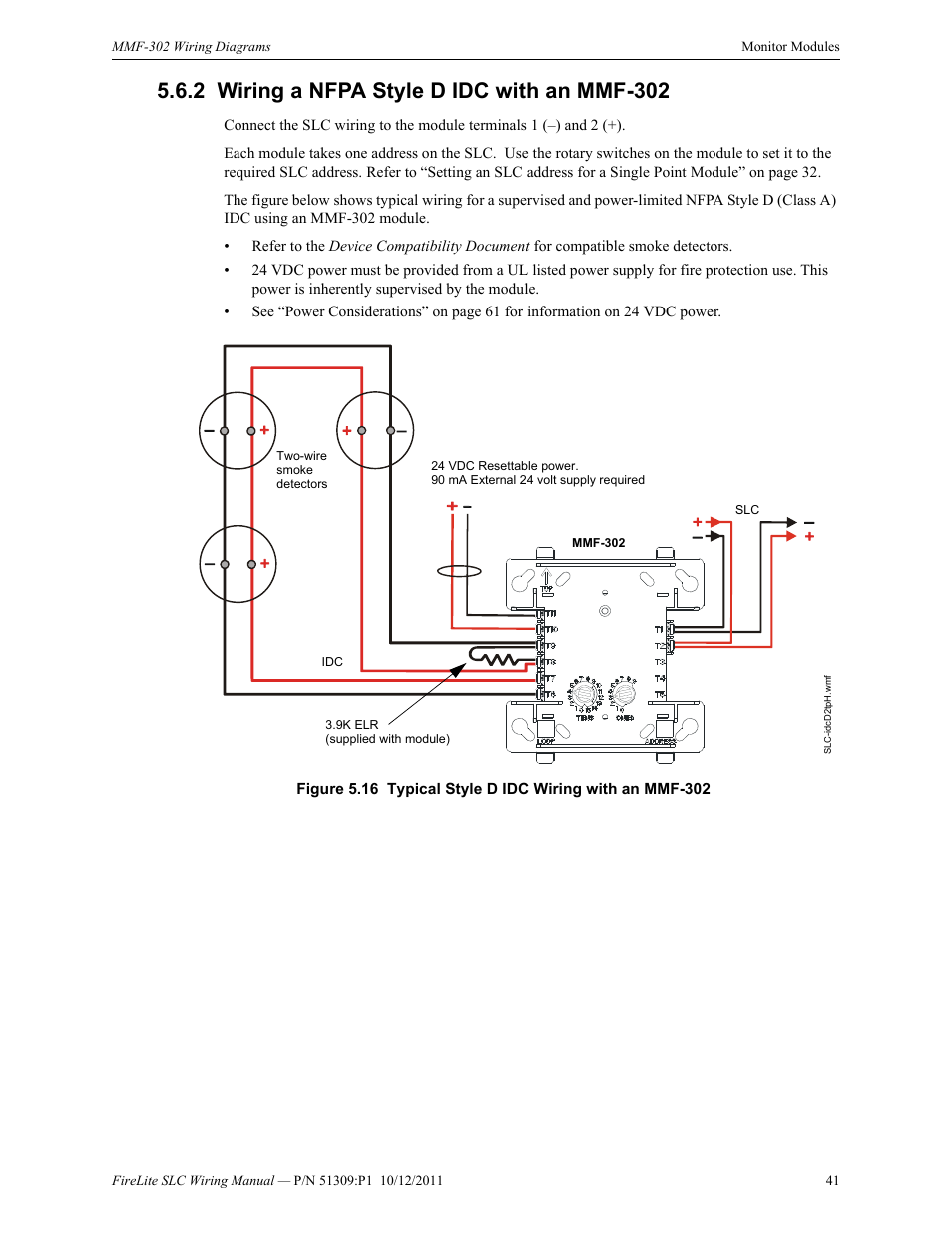 2 wiring a nfpa style d idc with an mmf-302, Wiring a nfpa style d idc with an mmf-302 | Fire-Lite SLC Intelligent Control Panel Wiring Manual User Manual | Page 41 / 80