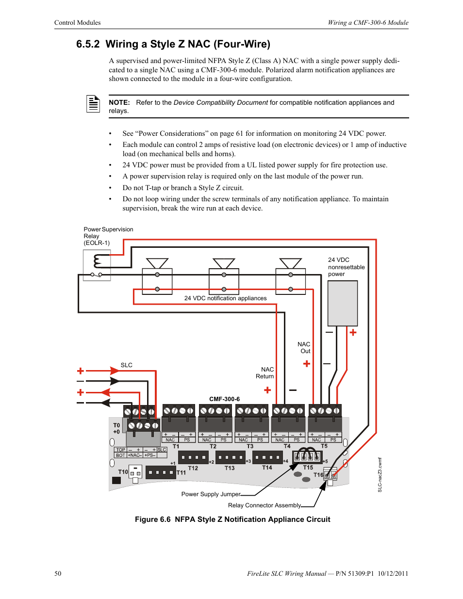 2 wiring a style z nac (four-wire), Wiring a style z nac (four-wire) | Fire-Lite SLC Intelligent Control Panel Wiring Manual User Manual | Page 50 / 80