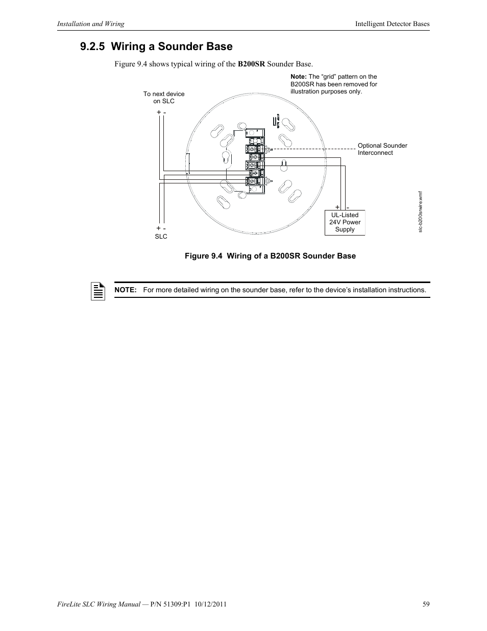 5 wiring a sounder base, Wiring a sounder base | Fire-Lite SLC Intelligent Control Panel Wiring Manual User Manual | Page 59 / 80