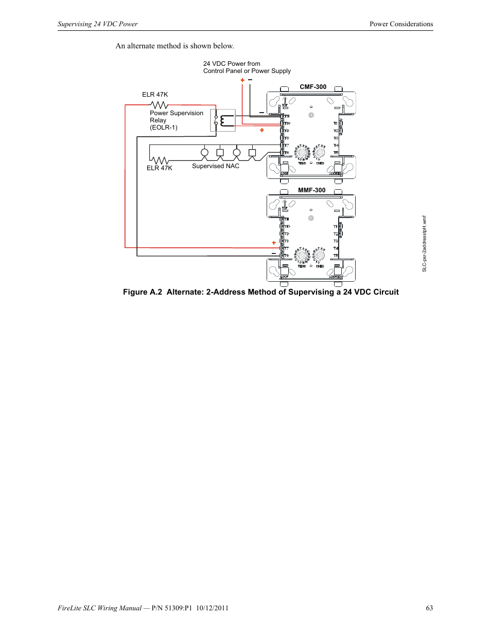 An alternate method is shown below | Fire-Lite SLC Intelligent Control Panel Wiring Manual User Manual | Page 63 / 80