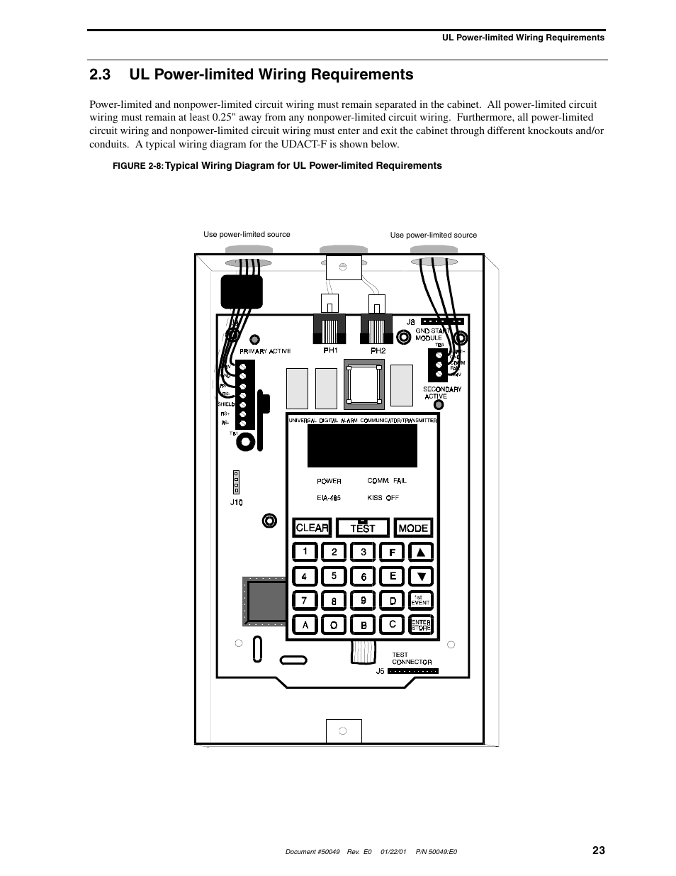 3 ul power-limited wiring requirements | Fire-Lite UDACT-F Universal Digital Alarm Communicator Transmitter User Manual | Page 23 / 68