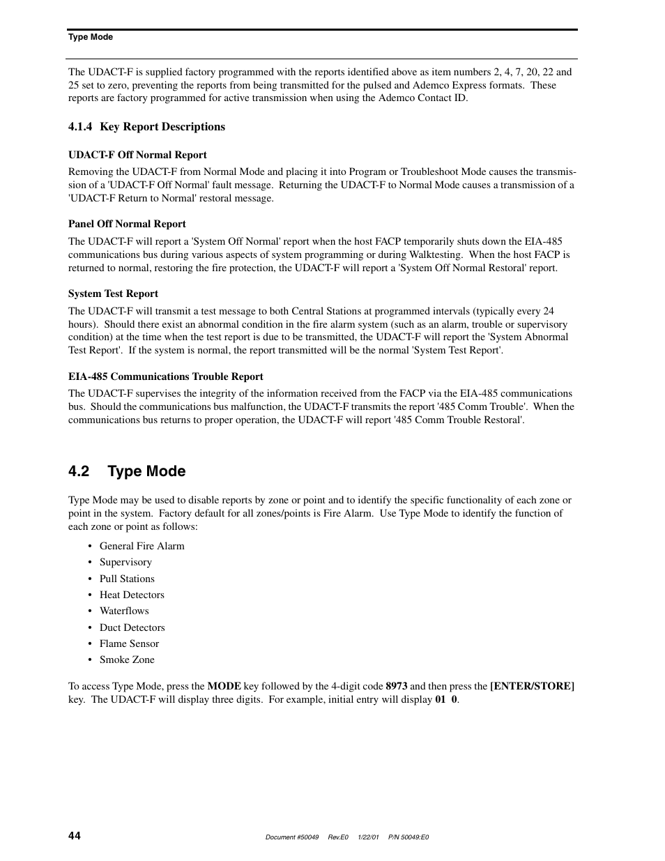 2 type mode | Fire-Lite UDACT-F Universal Digital Alarm Communicator Transmitter User Manual | Page 44 / 68