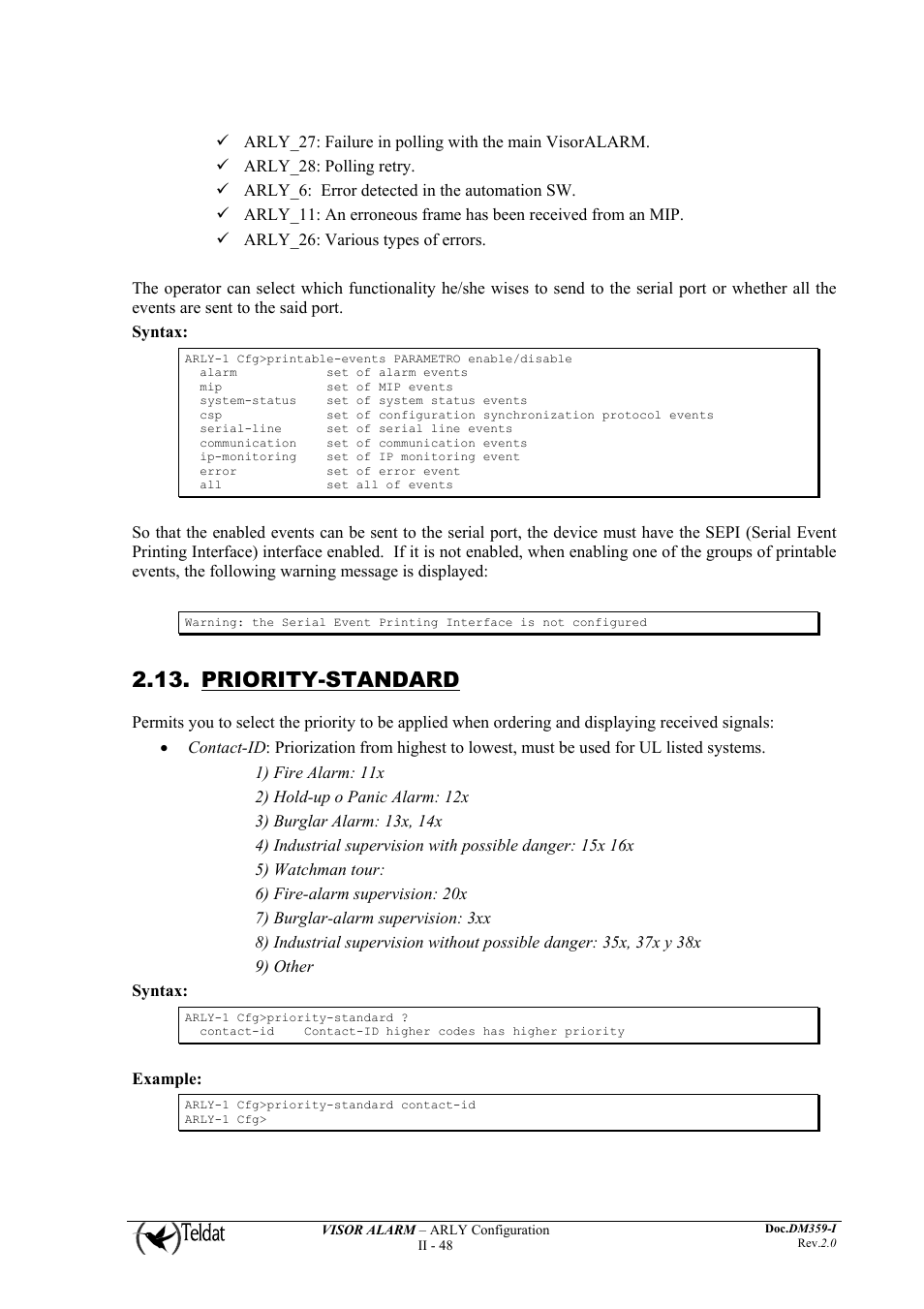 Priority-standard | SilentKnight VisorAlarm ARLY Interface User Manual | Page 53 / 97