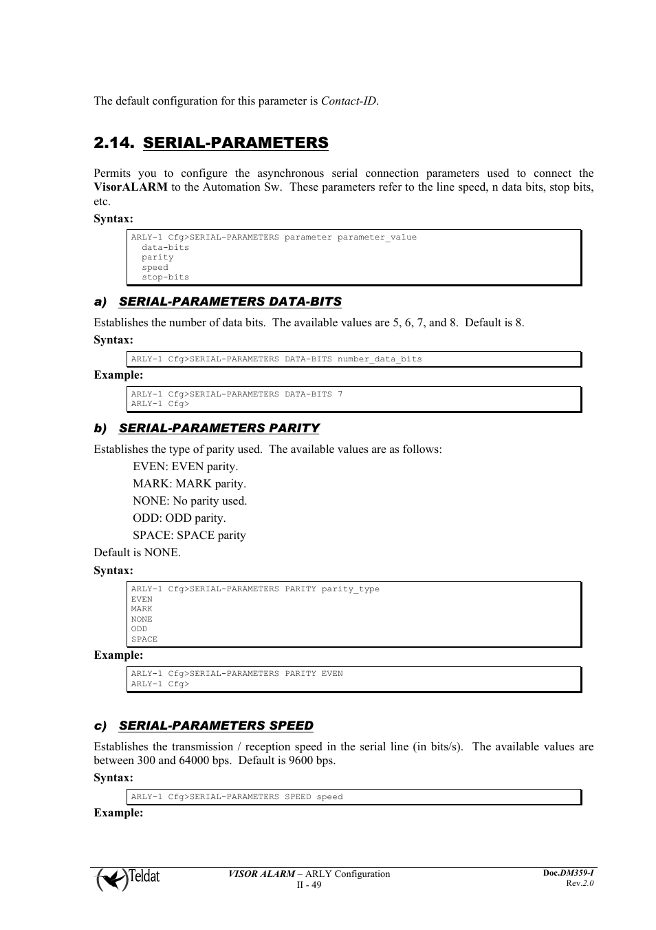 Serial-parameters | SilentKnight VisorAlarm ARLY Interface User Manual | Page 54 / 97