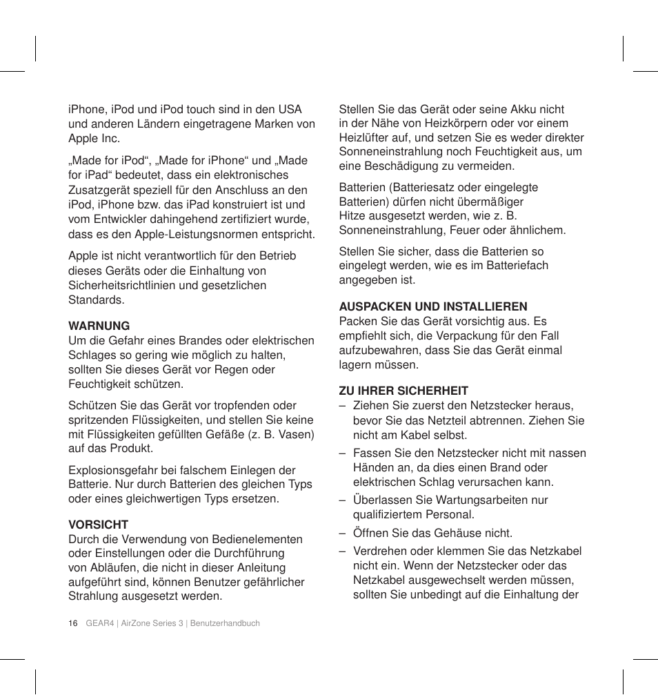 GEAR4 AirZone Series 3 User Manual | Page 19 / 66