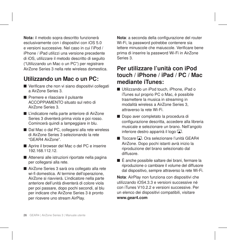 Utilizzando un mac o un pc | GEAR4 AirZone Series 3 User Manual | Page 29 / 66