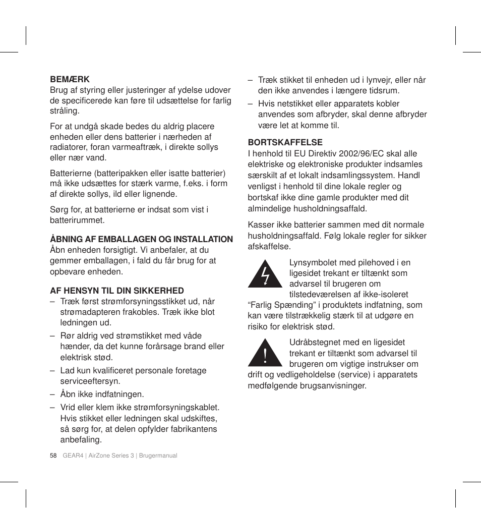 GEAR4 AirZone Series 3 User Manual | Page 61 / 66