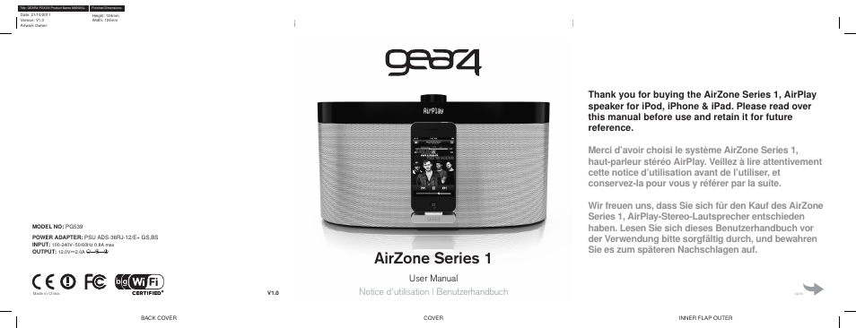 GEAR4 AirZone Series 1 User Manual | 62 pages