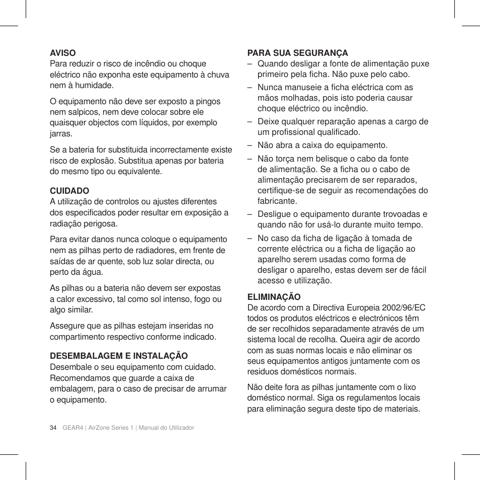 GEAR4 AirZone Series 1 User Manual | Page 36 / 62