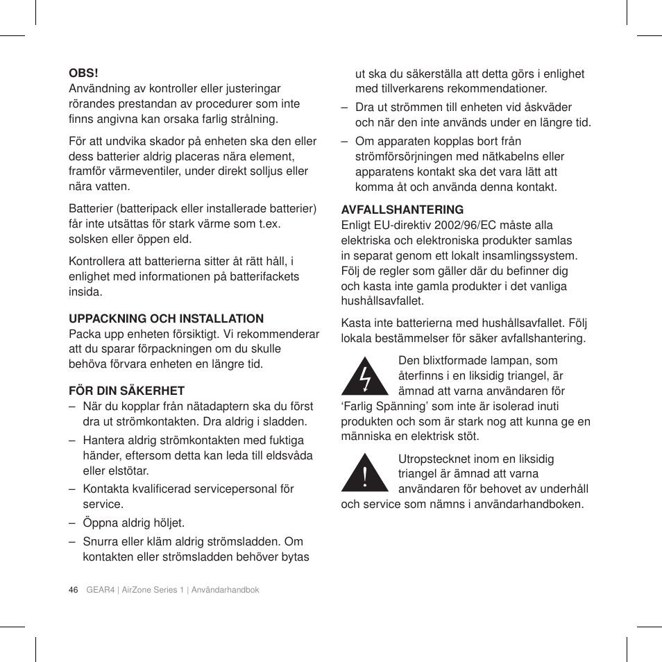 GEAR4 AirZone Series 1 User Manual | Page 48 / 62