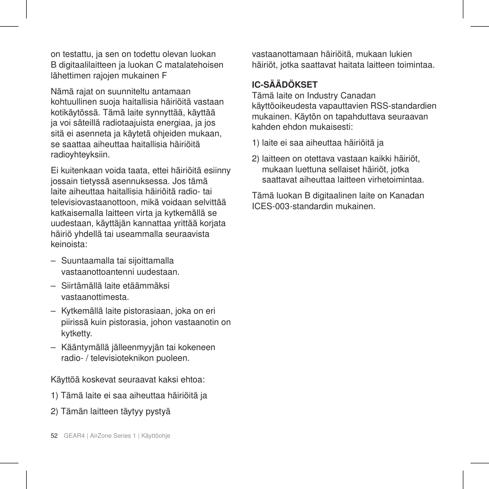 GEAR4 AirZone Series 1 User Manual | Page 54 / 62