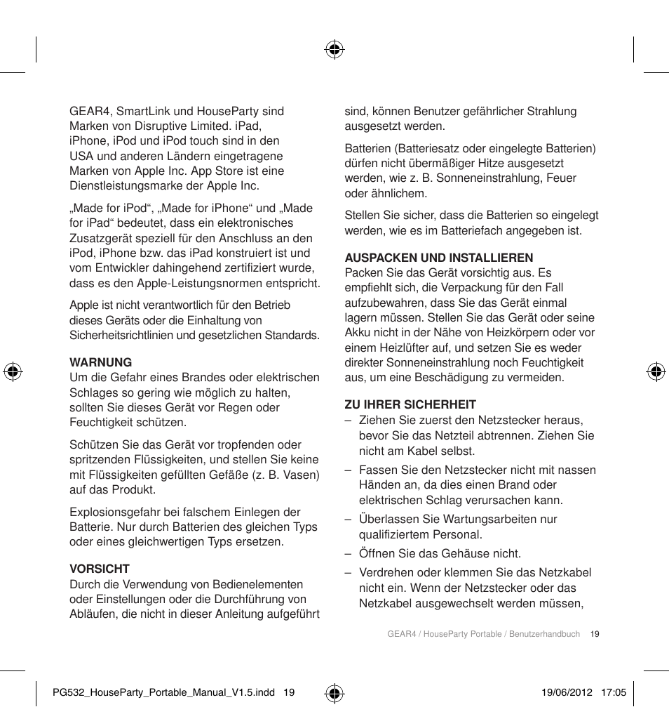 GEAR4 HouseParty Portable User Manual | Page 20 / 71