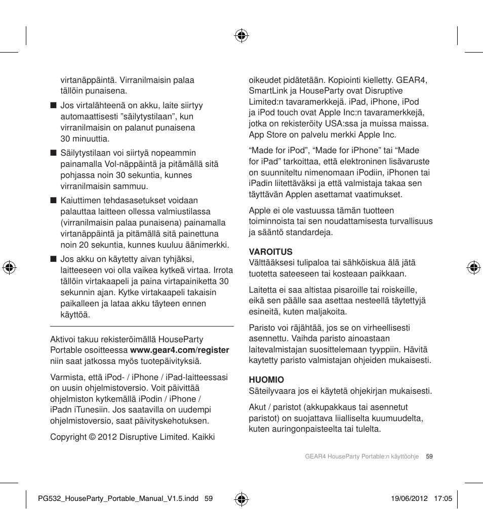 GEAR4 HouseParty Portable User Manual | Page 60 / 71