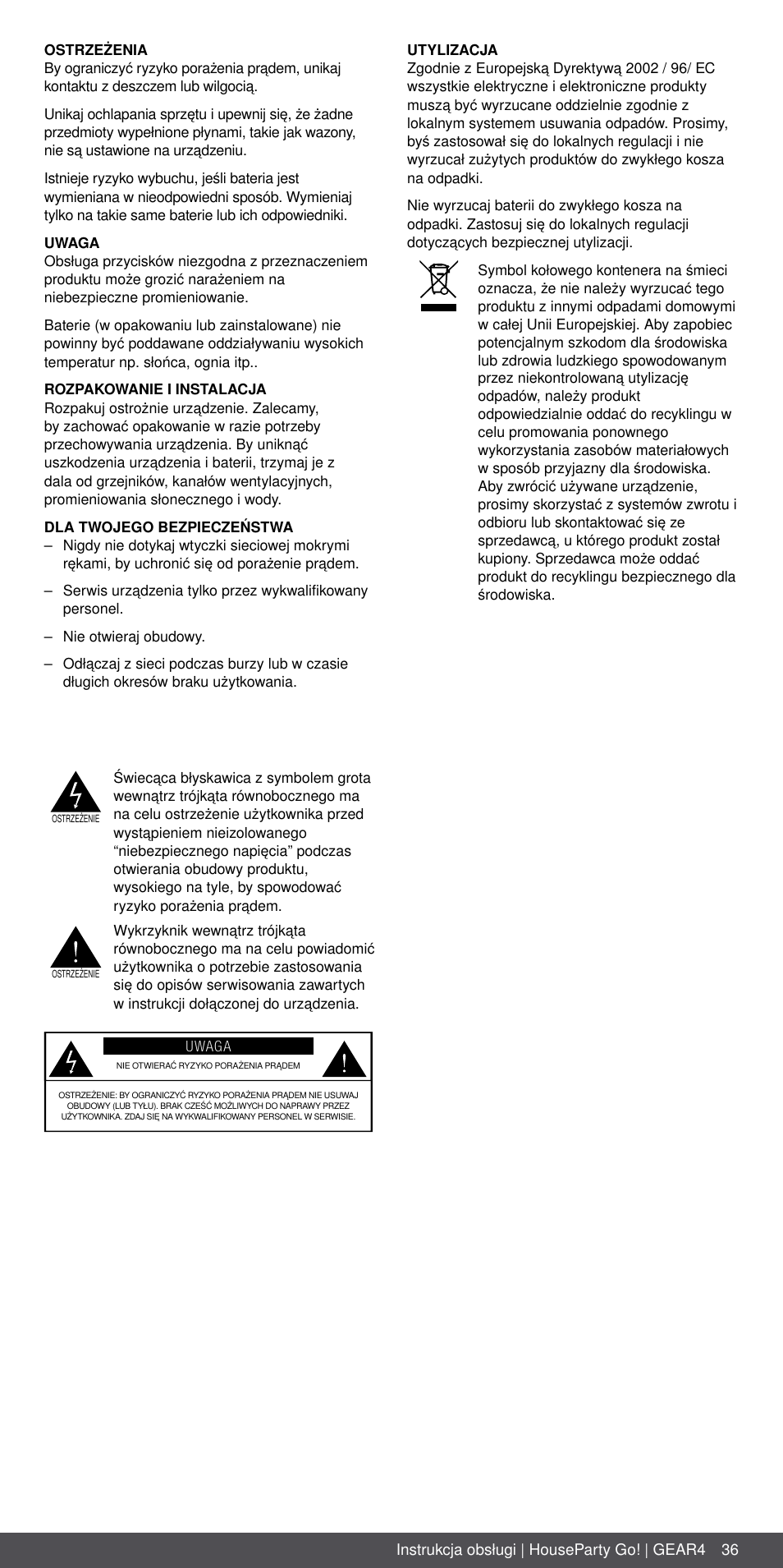 GEAR4 HouseParty Go User Manual | Page 36 / 46