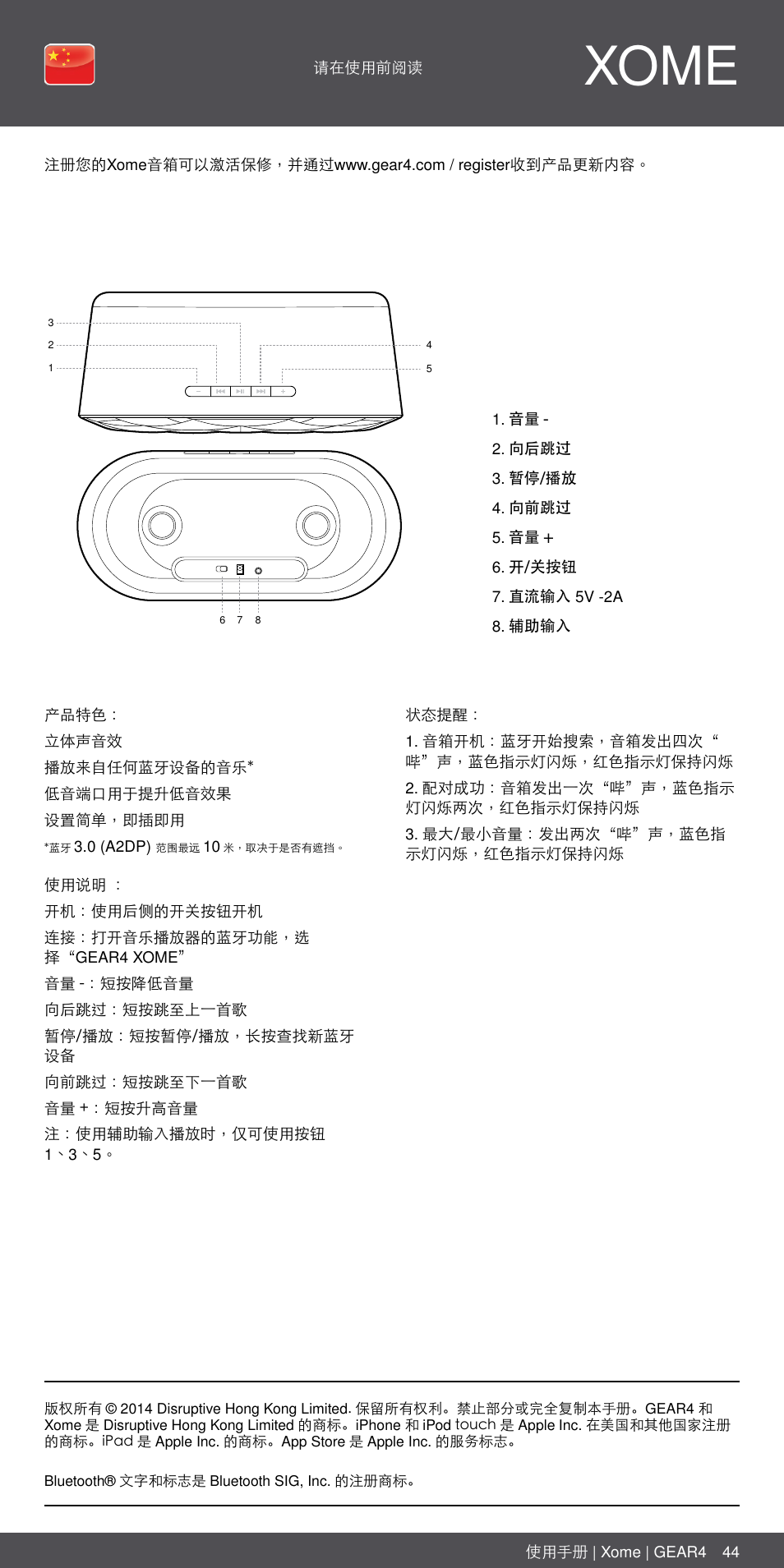 Sc 44, Xome | GEAR4 Xome User Manual | Page 44 / 46