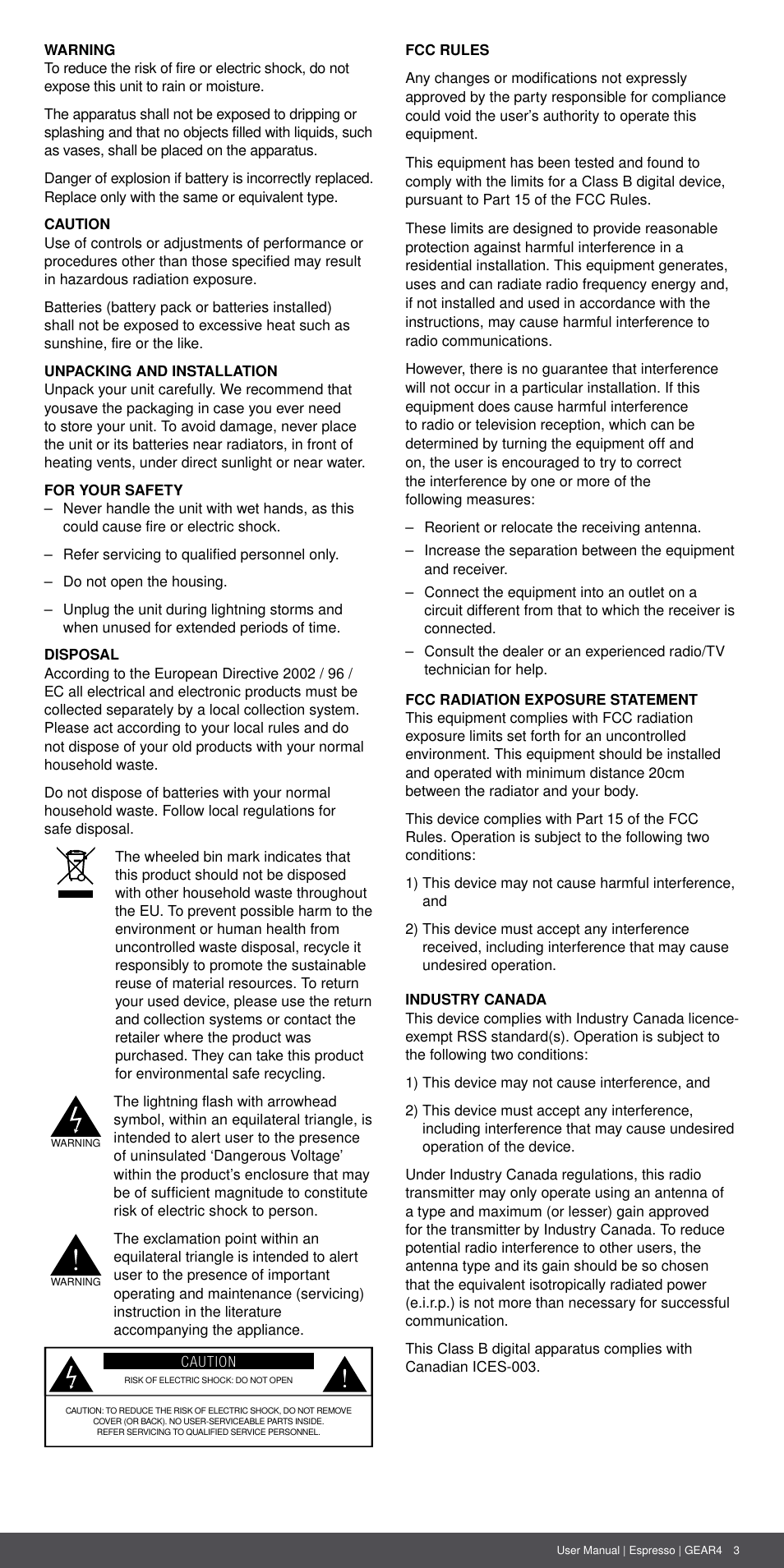 GEAR4 Espresso User Manual | Page 3 / 46