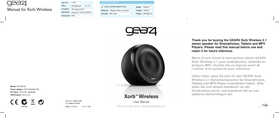 GEAR4 Xorb Wireless User Manual | 50 pages