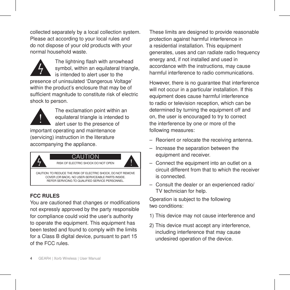 Caution | GEAR4 Xorb Wireless User Manual | Page 5 / 50