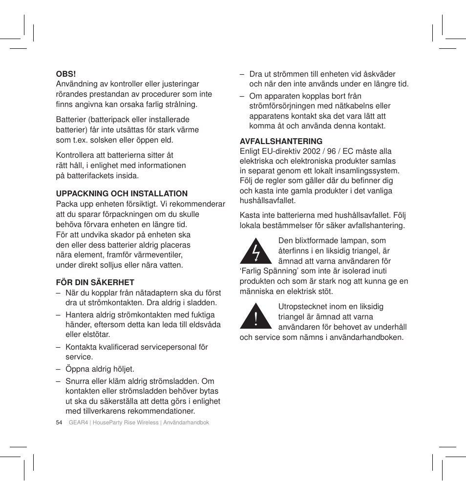 GEAR4 HouseParty Rise Wireless User Manual | Page 56 / 71