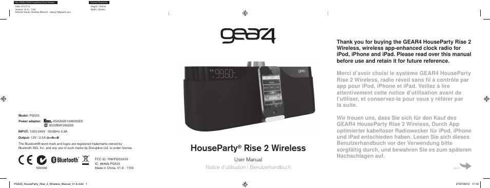 GEAR4 HouseParty Rise 2 Wireless User Manual | 81 pages