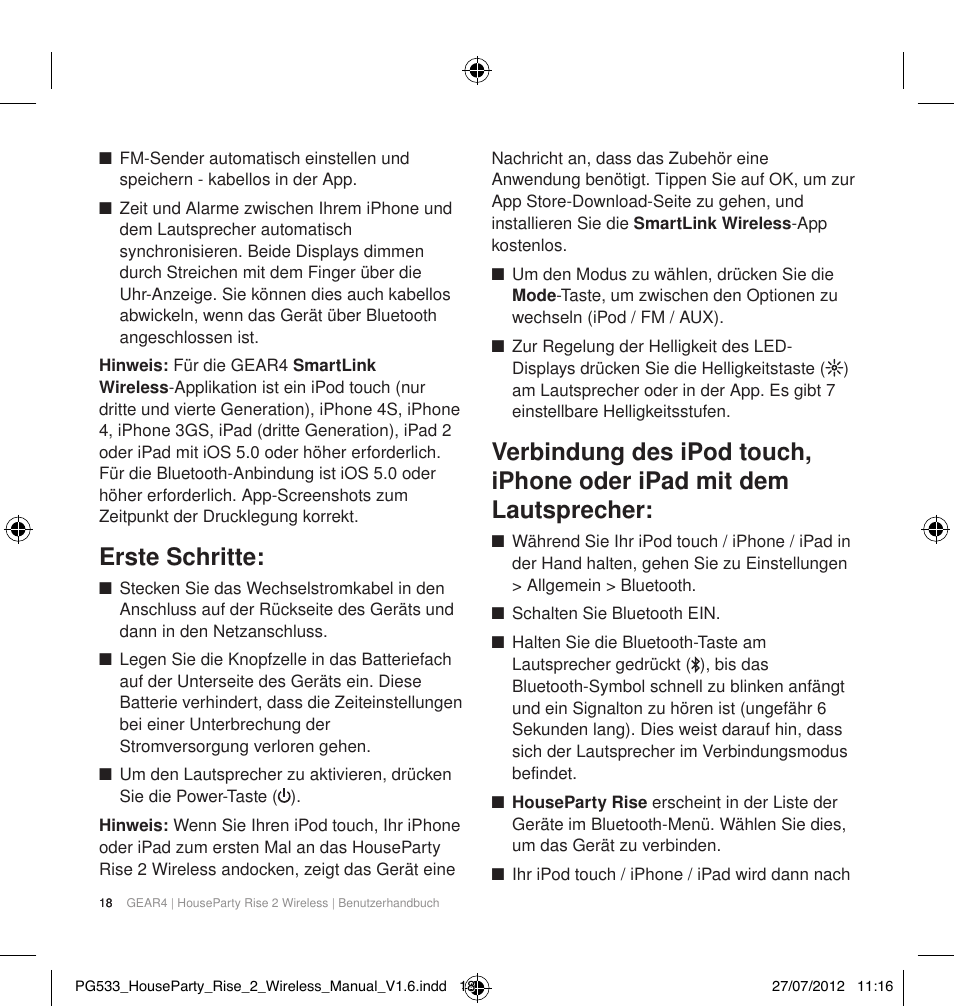 Erste schritte | GEAR4 HouseParty Rise 2 Wireless User Manual | Page 19 / 81