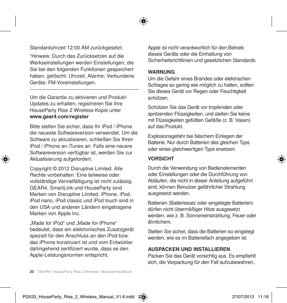 GEAR4 HouseParty Rise 2 Wireless User Manual | Page 23 / 81