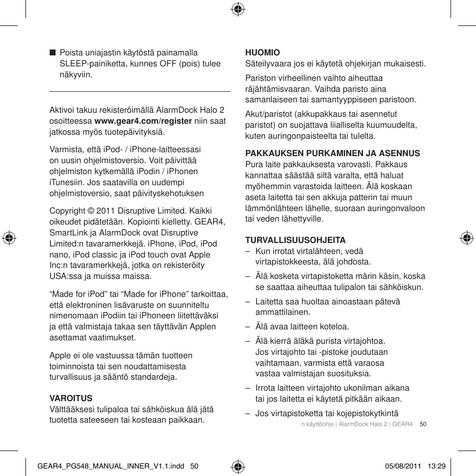 GEAR4 AlarmDock Halo 2 User Manual | Page 53 / 62