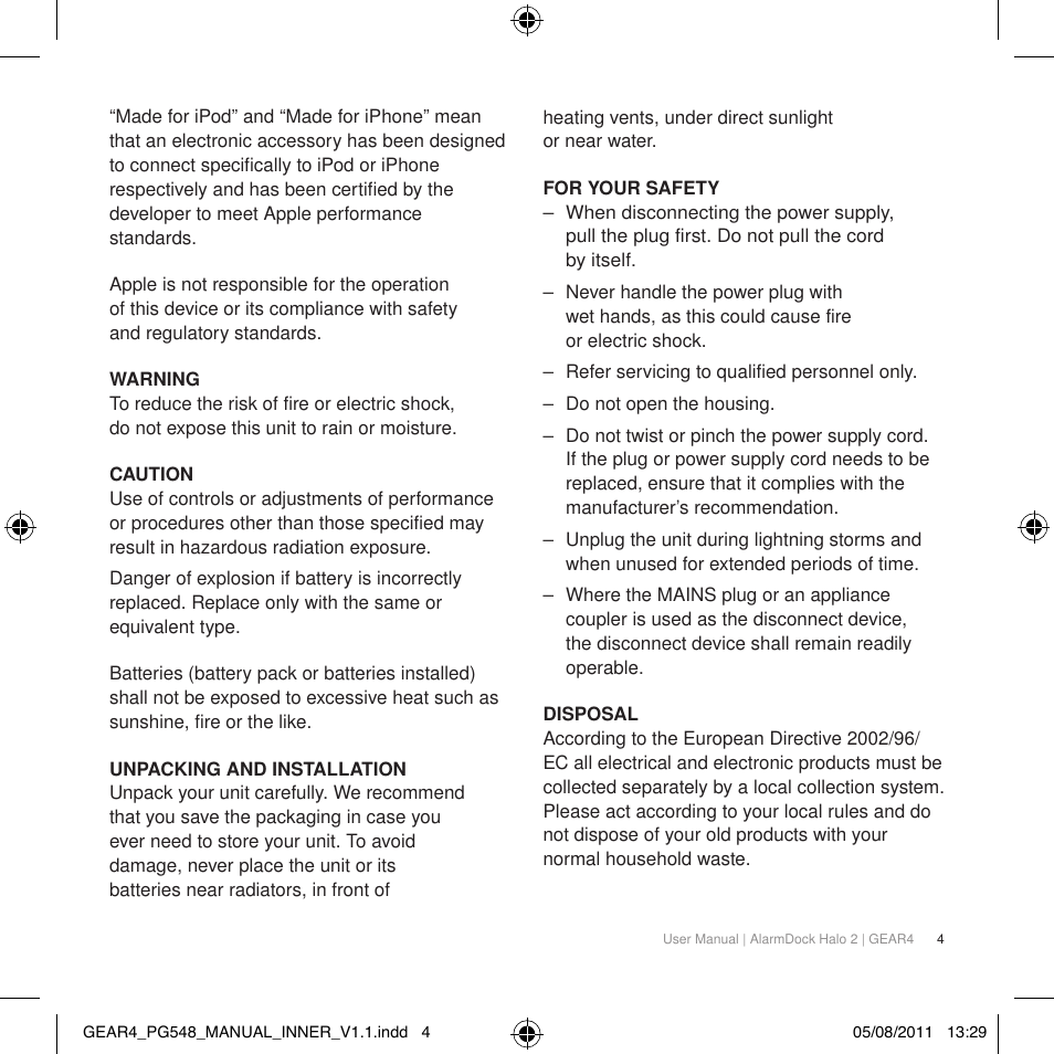 GEAR4 AlarmDock Halo 2 User Manual | Page 7 / 62