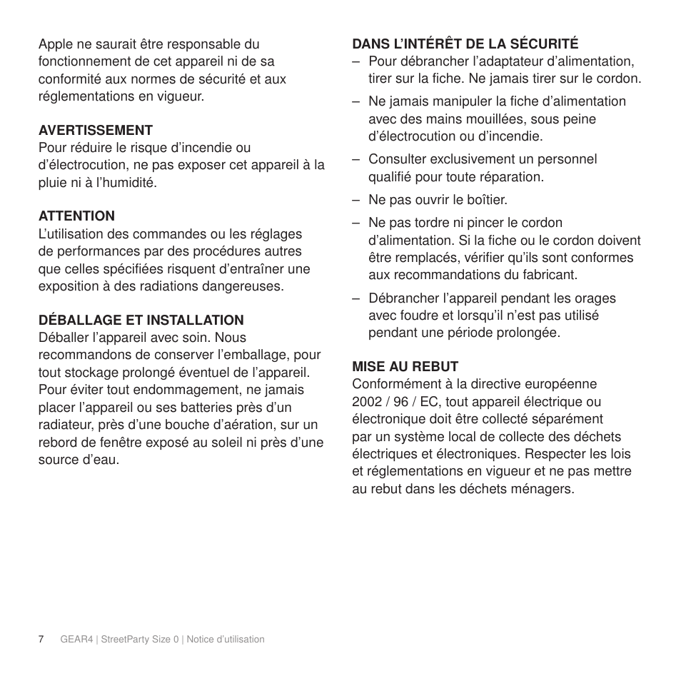 GEAR4 StreetParty Size 0 User Manual | Page 12 / 45