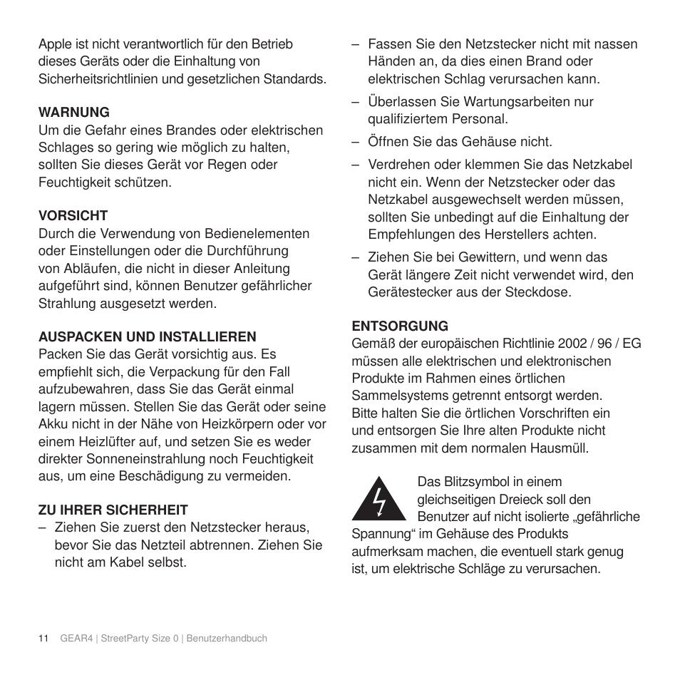 GEAR4 StreetParty Size 0 User Manual | Page 16 / 45