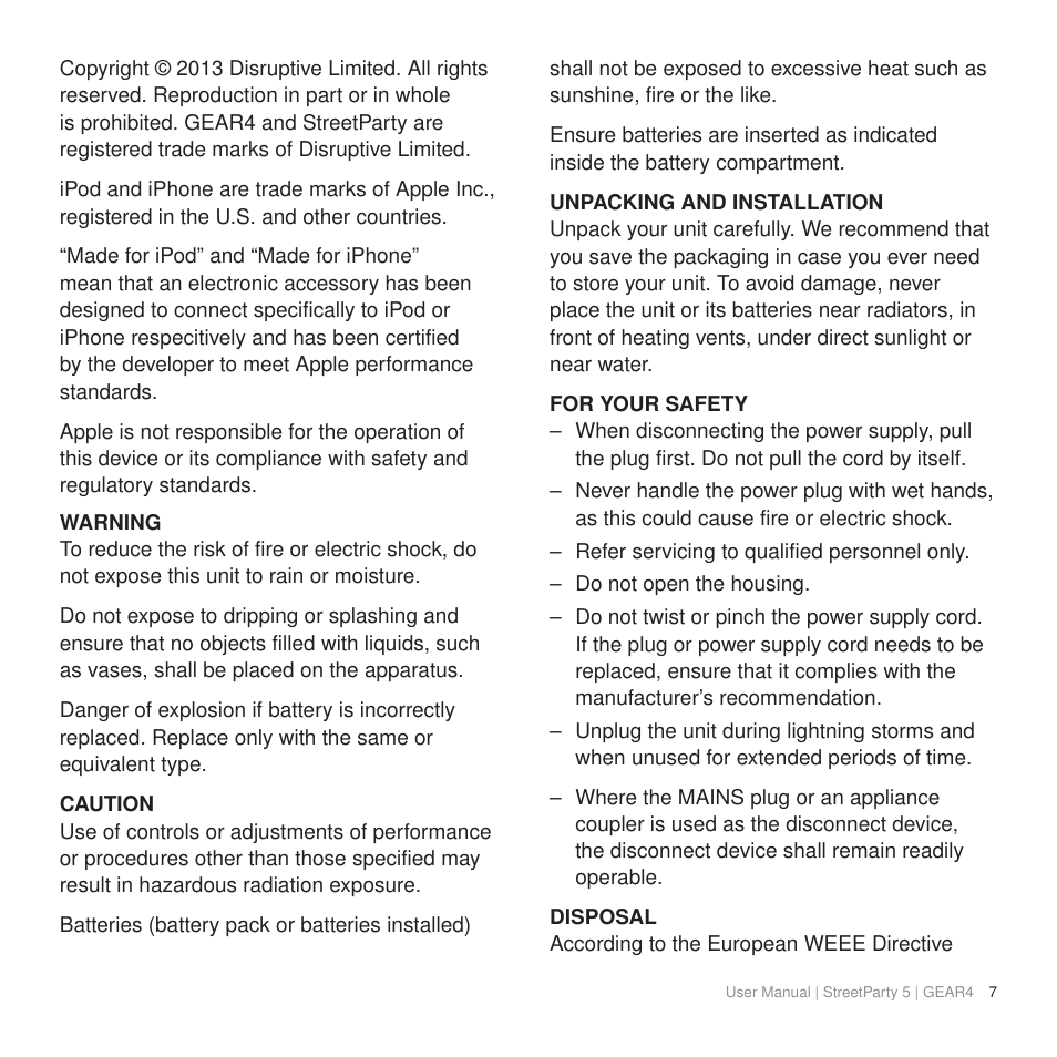 GEAR4 StreetParty 5 User Manual | Page 7 / 48