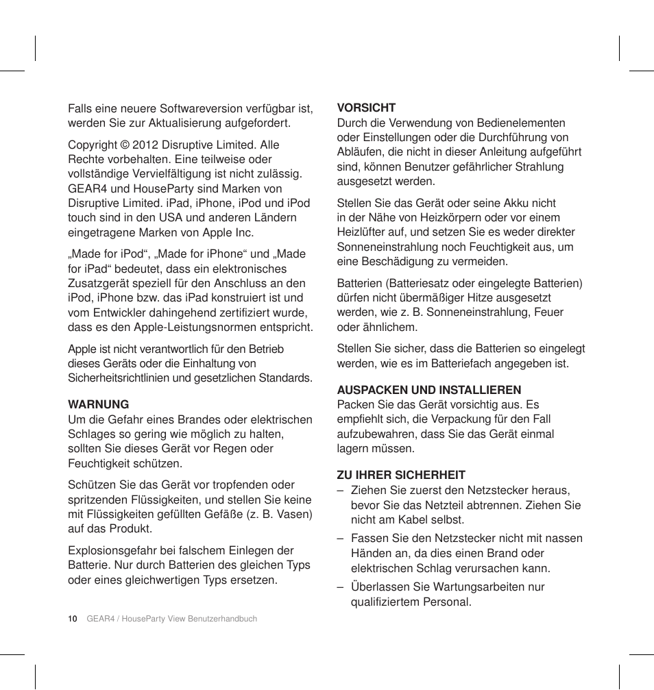GEAR4 HouseParty View User Manual | Page 13 / 42