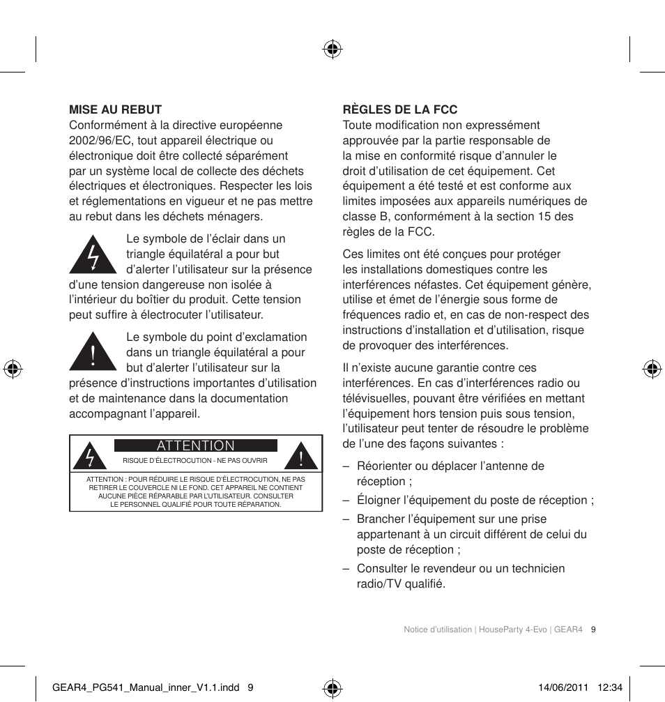 Attention | GEAR4 HouseParty 4 EVO User Manual | Page 10 / 49