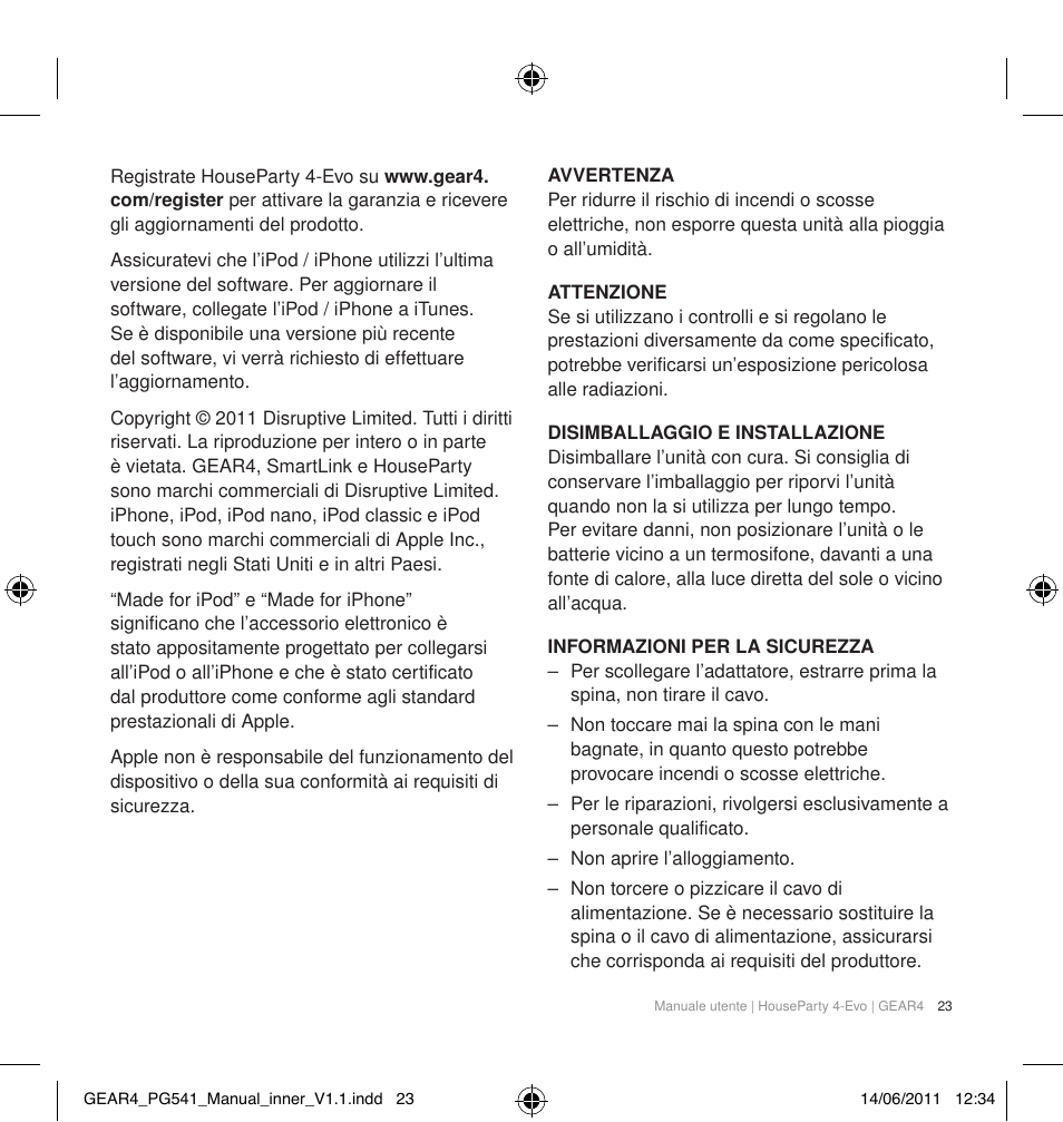 GEAR4 HouseParty 4 EVO User Manual | Page 24 / 49