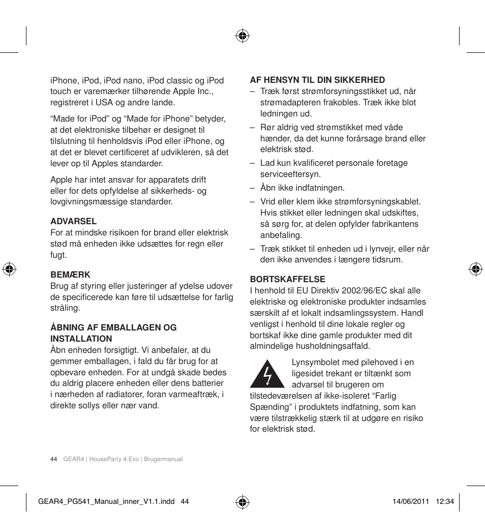 GEAR4 HouseParty 4 EVO User Manual | Page 45 / 49
