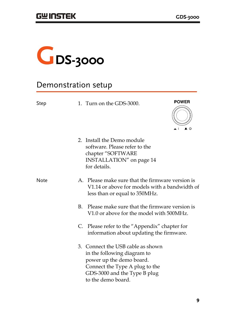 Ds-3000, Demonstration setup | GW Instek GDB-03 User Manual | Page 11 / 99