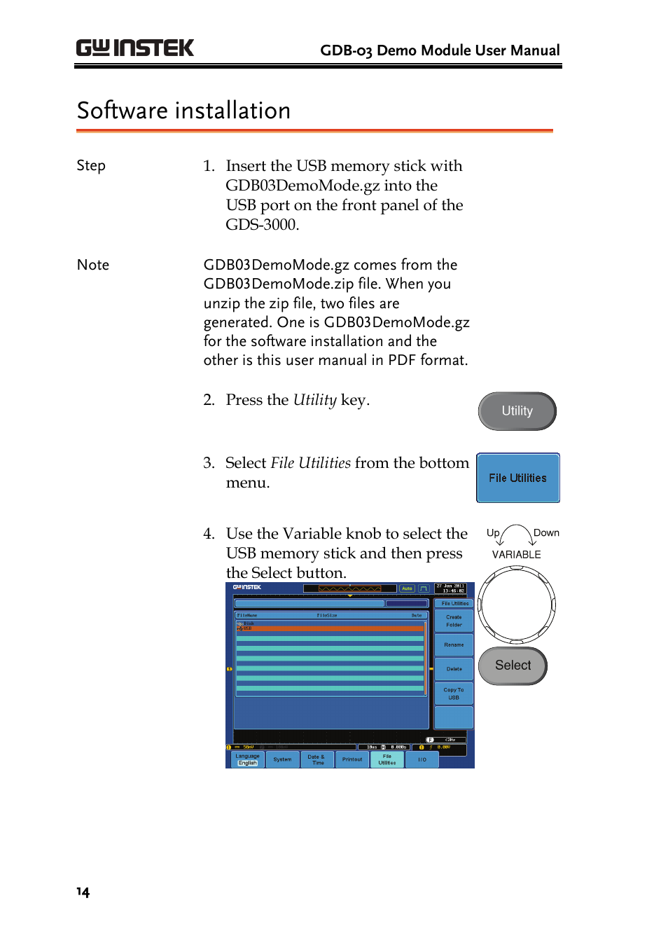 Software installation | GW Instek GDB-03 User Manual | Page 16 / 99