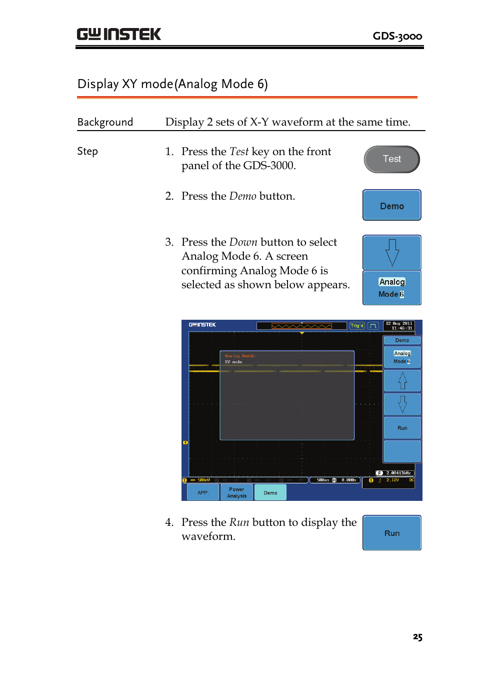 Display xy mode(analog mode 6) | GW Instek GDB-03 User Manual | Page 27 / 99