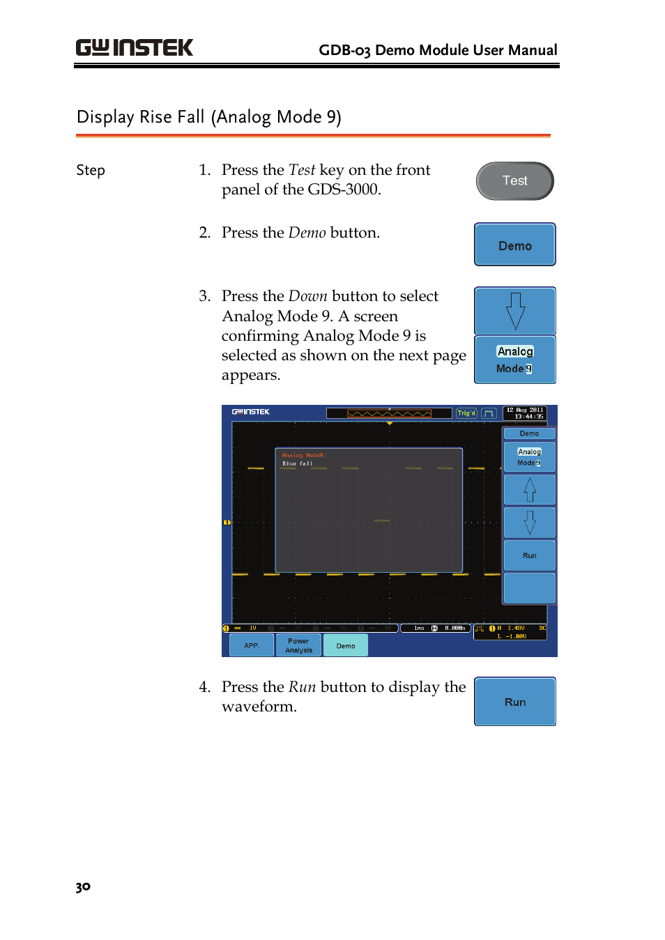 Display rise fall (analog mode 9) | GW Instek GDB-03 User Manual | Page 32 / 99