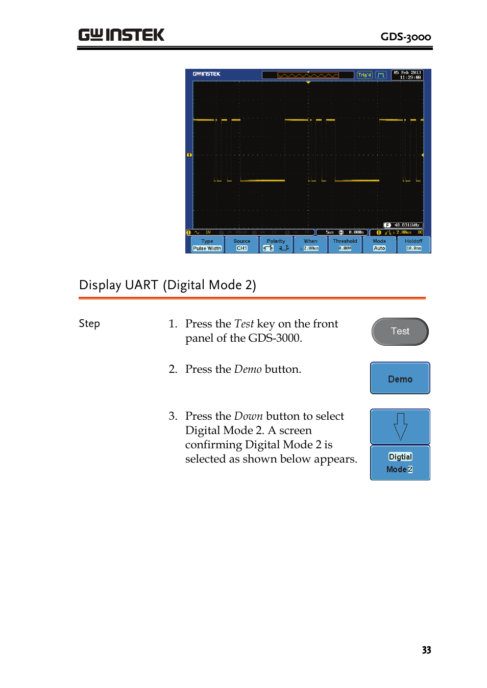 Display uart (digital mode 2) | GW Instek GDB-03 User Manual | Page 35 / 99