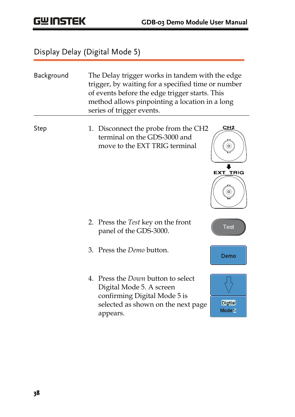 Display delay (digital mode 5) | GW Instek GDB-03 User Manual | Page 40 / 99