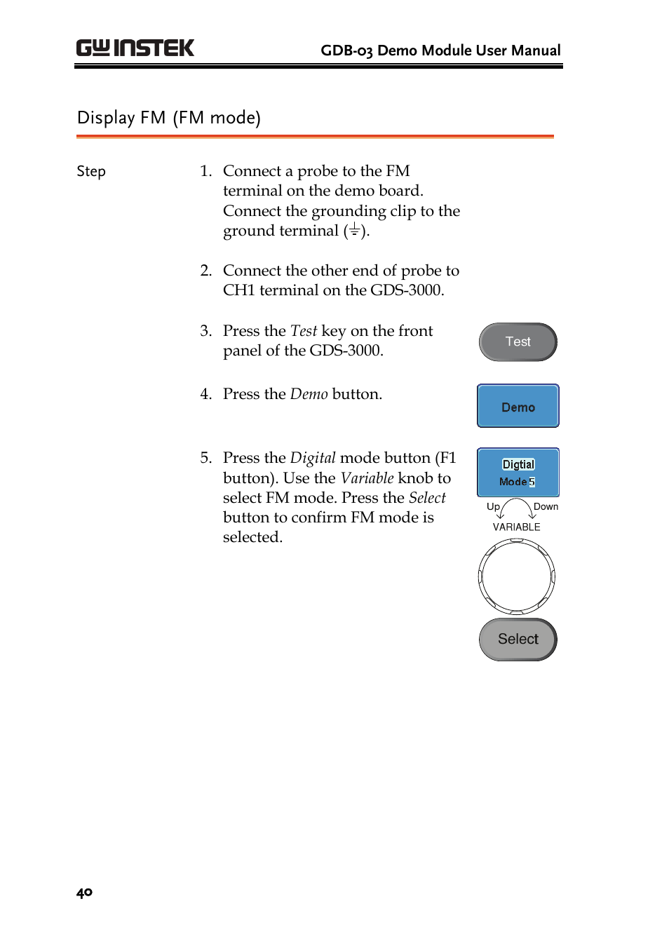 Display fm (fm mode) | GW Instek GDB-03 User Manual | Page 42 / 99