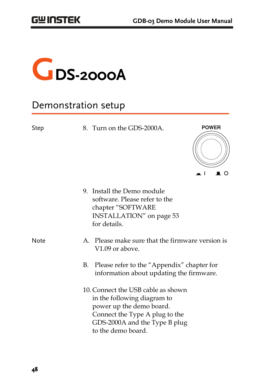 Ds-2000a, Demonstration setup | GW Instek GDB-03 User Manual | Page 50 / 99